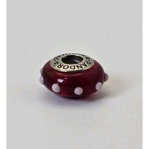 Pandora Seeing Spots Red Murano Glass Charm White Polka Dot 925 ALE Retired